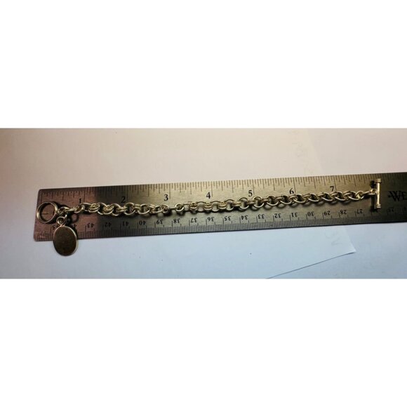 Sterling Silver 925 Double Round Link Charm Bracelet with Engraved K Oval Charm - Picture 9 of 13